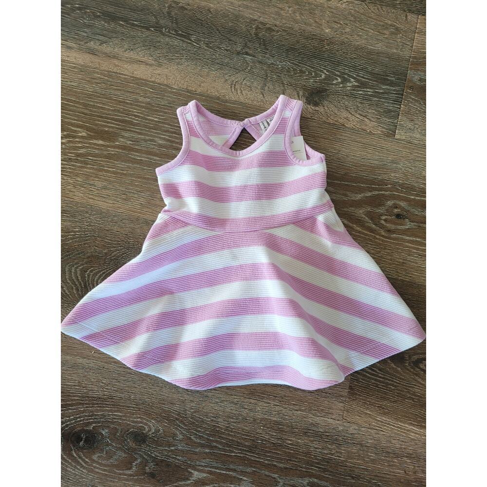 Janie and Jack Baby Girl Purple Striped Dress 3-6 months NEW Back Peep Cutout #8